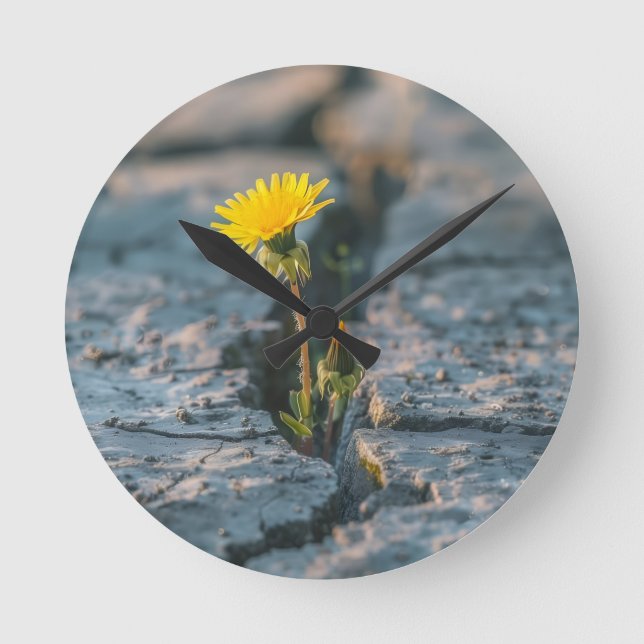 Relógio de Parede Resiliente Dandelion Rock Crack (Frente)