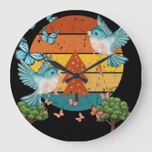 Relógio de Parede Retro Fofo Arte Vintage Colorida