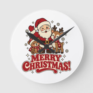 Relógio de Parede Retro Papai Noel Natal