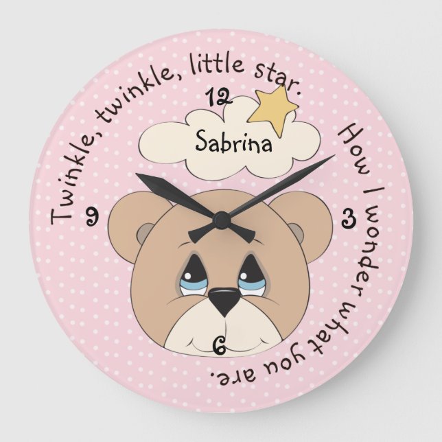 Relógio de Parede Rhyme de Estrelas de Brilho (Frente)