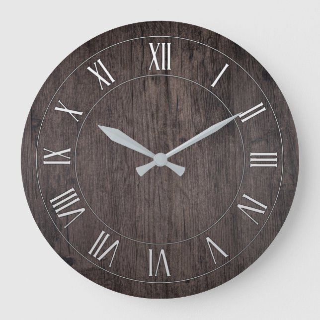 Relógio de Parede Romana Anumérica Rodada em Madei (Frente)