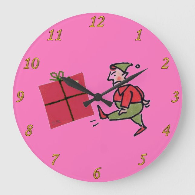 Relógio de parede rosa do Elf com raiva (Frente)