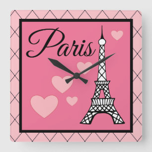 Relógio de Parede Rosa Paris 