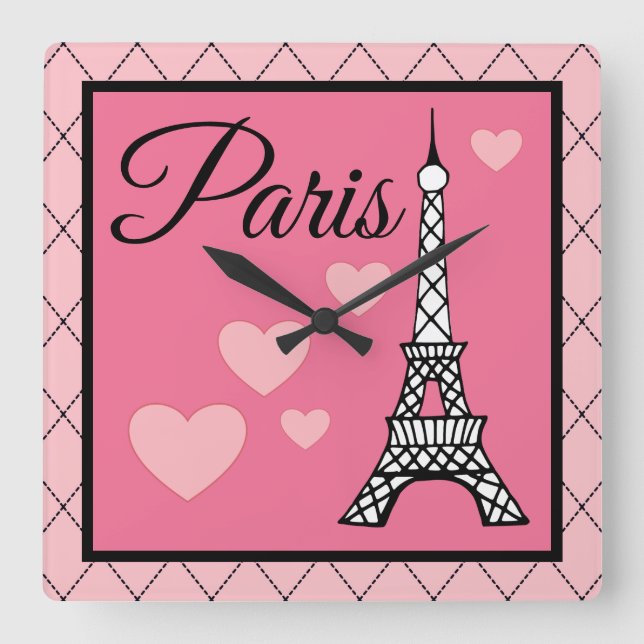 Relógio de Parede Rosa Paris  (Frente)