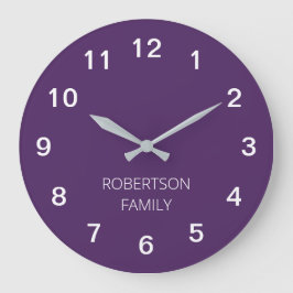 Relógio de Parede Roxo Escuro Minimalista Personal