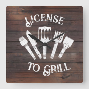 Relógio de Parede Rustic "License To Grill" - CHUR