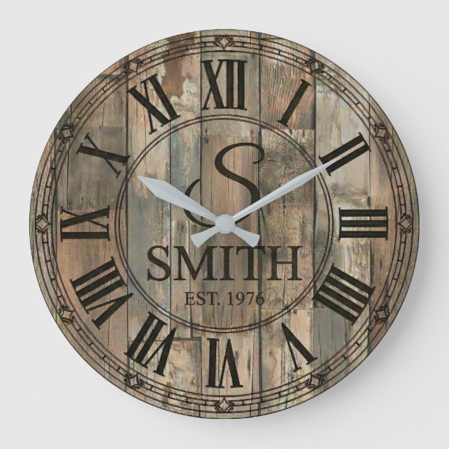 Relógio de Parede Rústico Família Smith | Decoraçã (Frente)