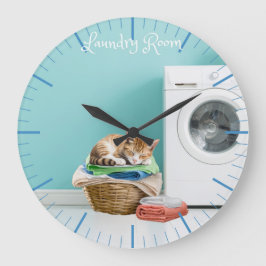 Relógio De Parede, Sala De Lavagem Com Gato