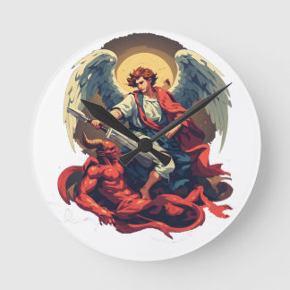 Relógio de Parede São Miguel Derrotando o Diabo