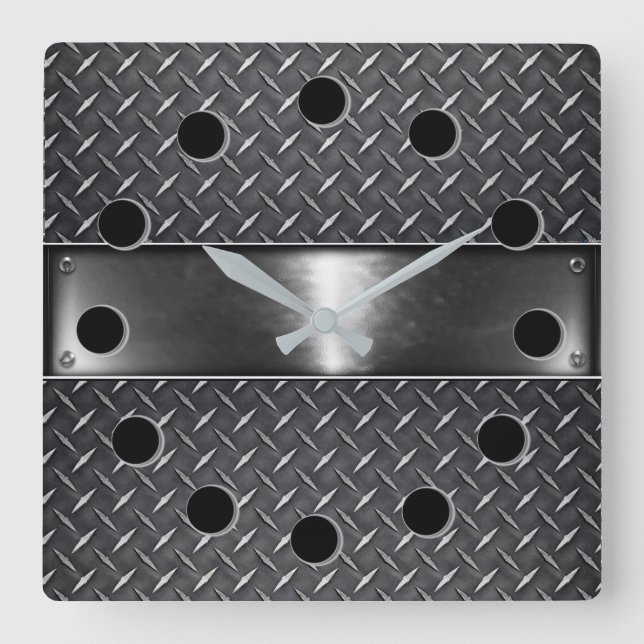 Relógio de Parede Silver Steel Square (Frente)