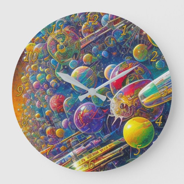 Relógio de parede Space Race com números (Frente)