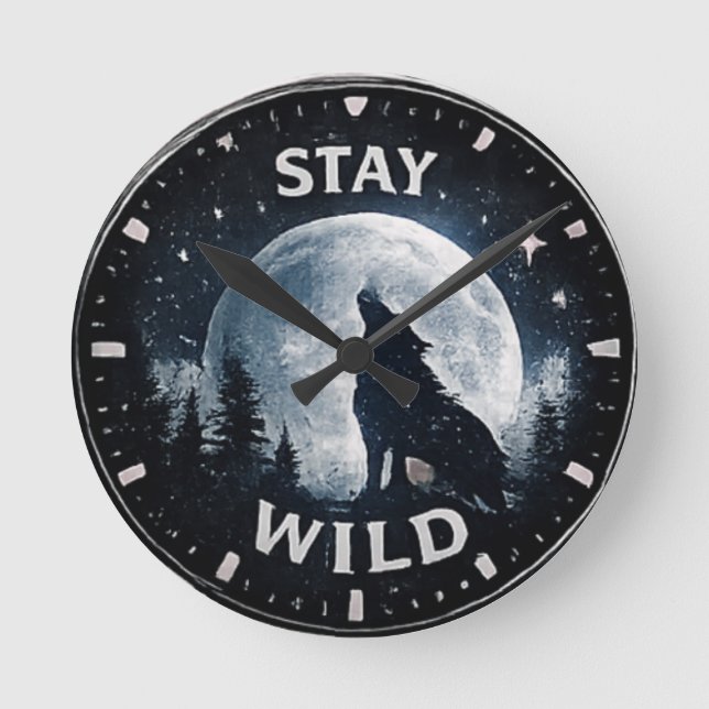 Relógio de Parede Stay Wild Wolf Moon (Frente)