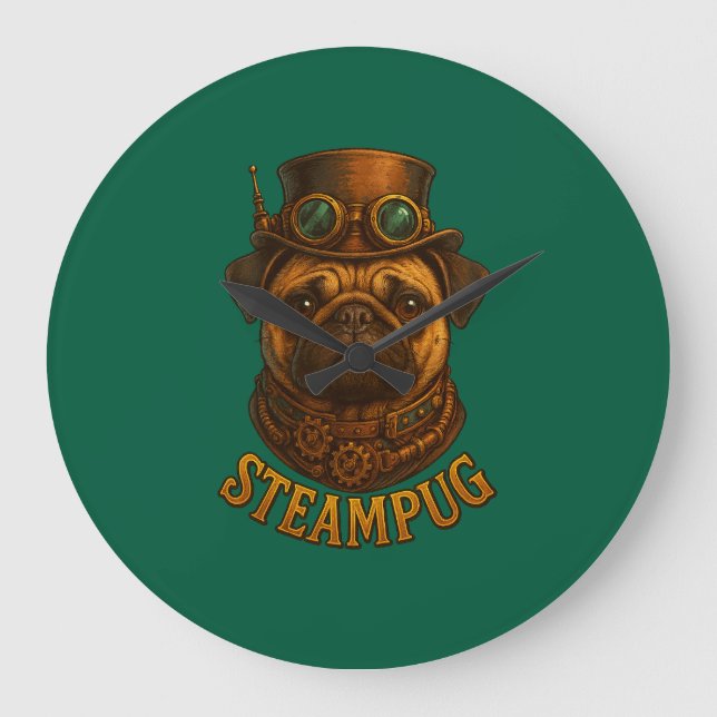 Relógio de Parede Steampunk Pug - vintage "Steampu (Frente)