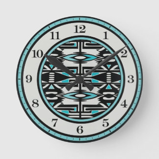 Relógio de Parede Tapeçaria Tribal Turquesa
