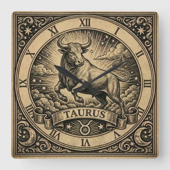 Relógio de Parede Taurus Vintage Zodíaco (Frente)
