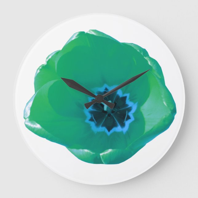 Relógio de Parede Tulipa Verde e Azul (Frente)
