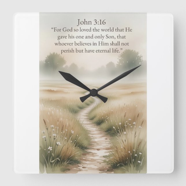 Relógio de Parede Versículo da Bíblia João 3:16 (Frente)