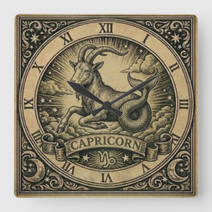 Relógio de Parede Vintage Capricórnio Zodíaco