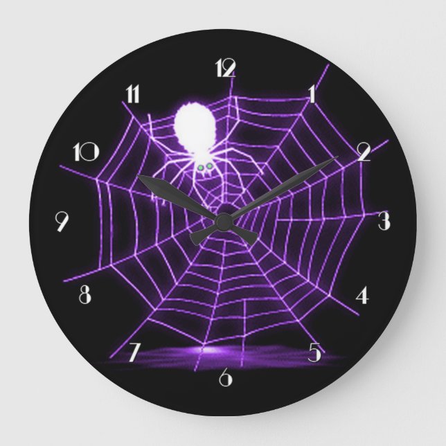 Relógio de Parede Web de Aranha do Halloween Preto (Frente)