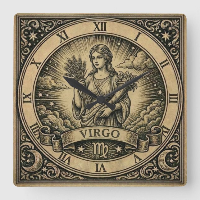 Relógio de Parede Zodíaco Vintage Virgem (Frente)