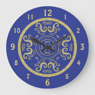 Relógio de Passagem Grande "Azul, Elegante Dourad