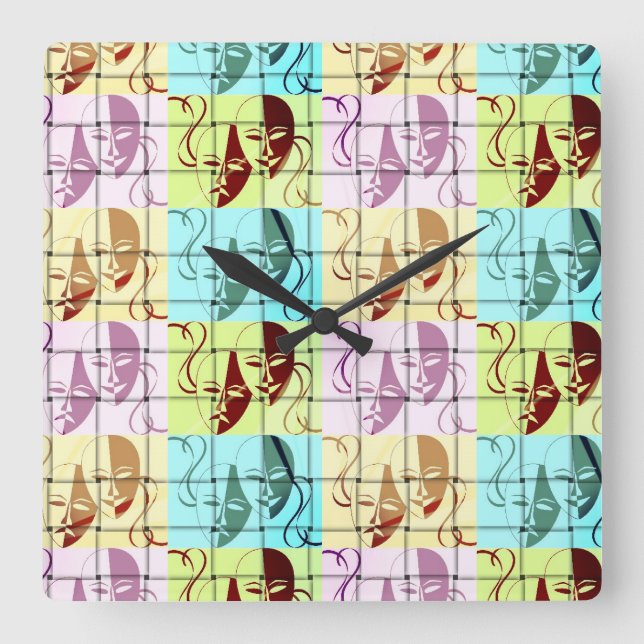 Relógio de Pop de Arte de Máscara de Teatro (Frente)