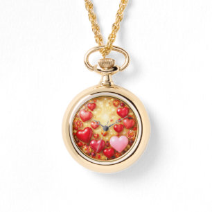 Relógio de pulseira com pingente dourado Love Hear