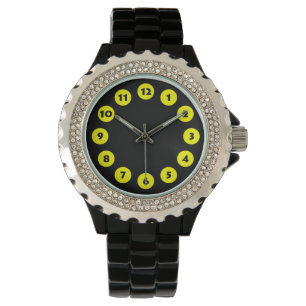 Relógio De Pulso 12 pontos - amarelo no preto