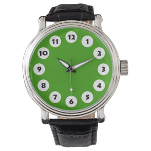 Relógio De Pulso 12 Pontos - Branco sobre verde-grama