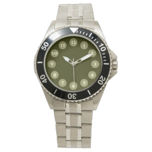Relógio De Pulso 12 pontos - Khaki e Oliva Escura