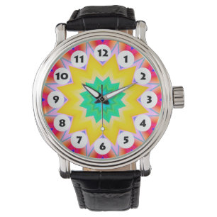 Relógio De Pulso 12 pontos - mandala colorida 023