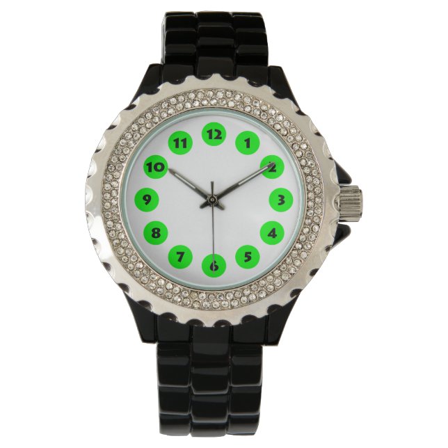 Relógio De Pulso 12 Pontos - Verde em Branco (Frente)