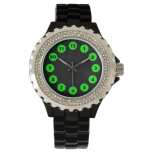 Relógio De Pulso 12 pontos - verde no preto