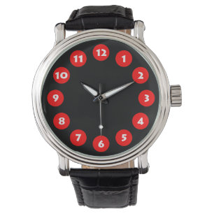Relógio De Pulso 12 pontos - vermelho no preto