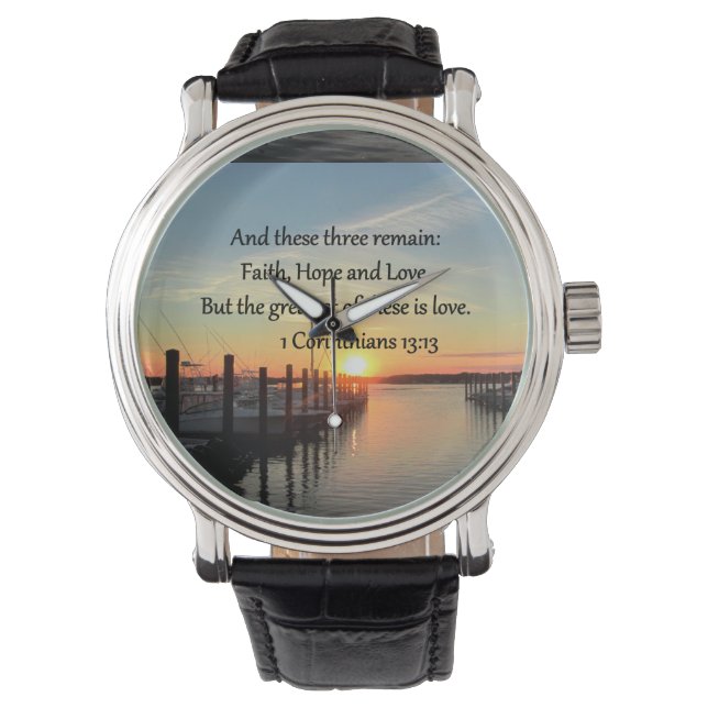 RELÓGIO DE PULSO 1 CORINTHIANS 13 SUNSET DESIGN (Frente)