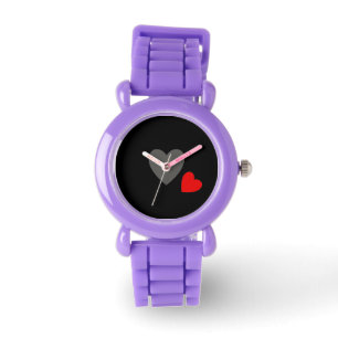 Relógio De Pulso 2 Heart Red Glitter Watch