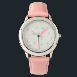 Relógio De Pulso A Idade do Espaço Torquoise Starbursts Kid's Watch<br><div class="desc">Este padrão de Monitoramento de Crianças da Idade do Espaço Turquesa apresenta estrelas azuis em um fundo cremoso com manchas douradas. Inspirado por um padrão clássico de meio século moderno, este design tem um verdadeiro talento de vintagem. A bondade retrógrada fará você sentir como se tivesse tropeçado em um tesouro...</div>