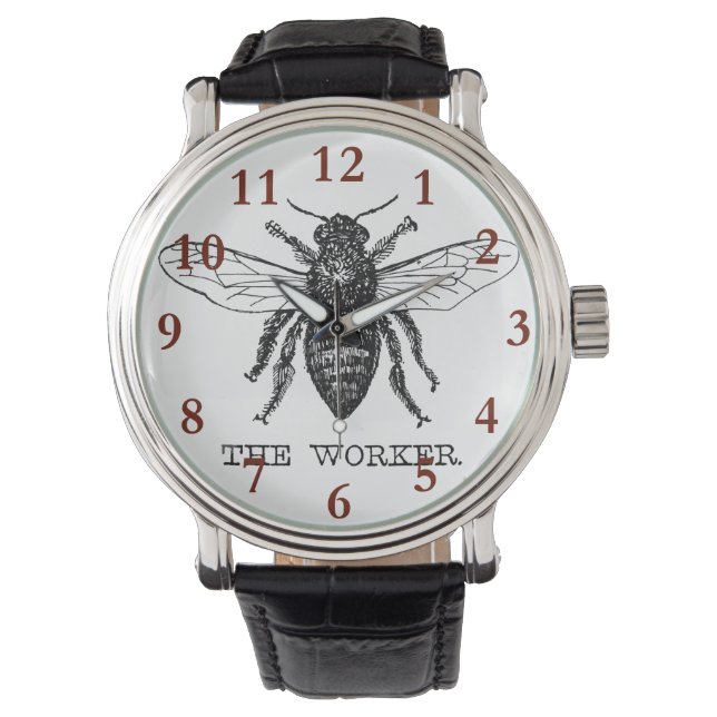 Relógio De Pulso Abeja Trabalhadora Mel Abelha Preta (Frente)