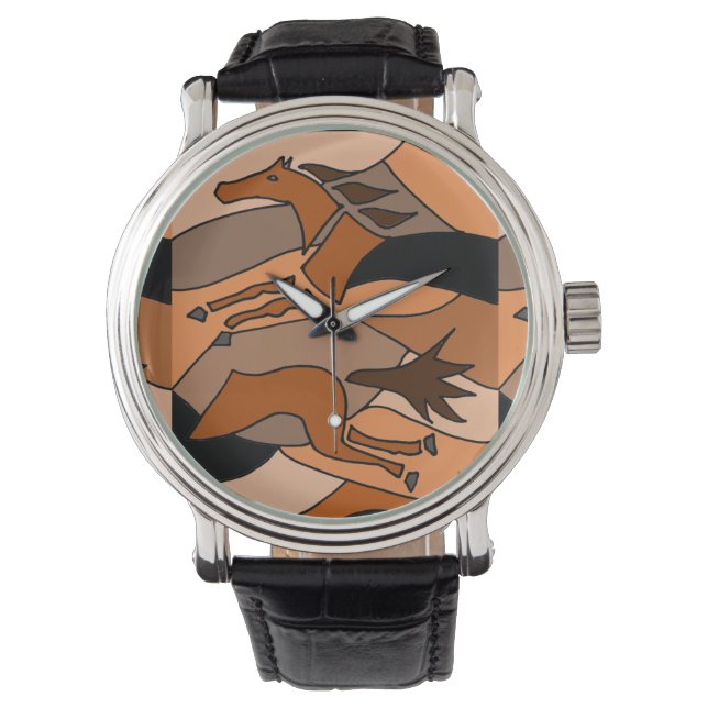 Relógio De Pulso Abstrato Running Horse Art Watch (Frente)