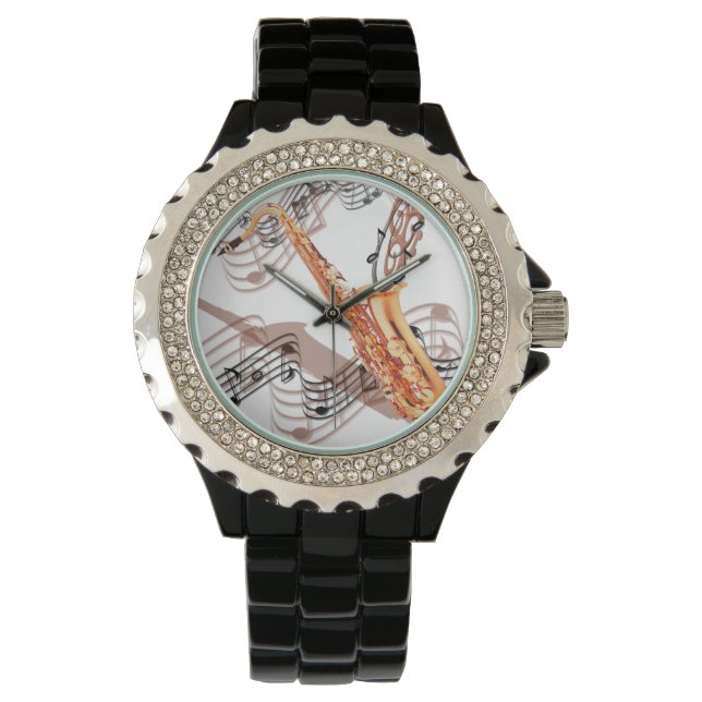Relógio De Pulso Abstrato Saxofone Watch (Frente)