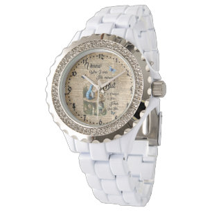 Relógio De Pulso Alice na arte do dicionário do vintage das