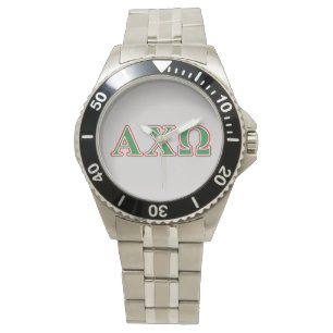 Relógio De Pulso Alphi Chi Omega - Letras Verde e Vermelha