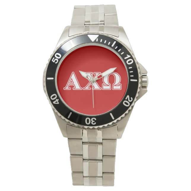 Relógio De Pulso Alphi Chi Omega White e Red Letters (Frente)
