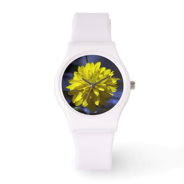 Relógio De Pulso Amarelo em azul (Frente)