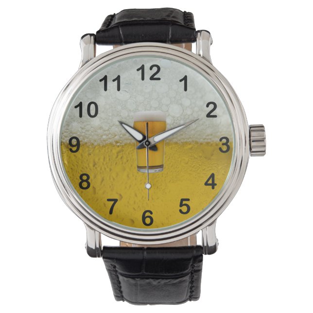 Relógio De Pulso Âmbar Dourado "A Hora é do Cerveja" 2 (Frente)