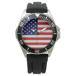 Relógio De Pulso American Flag Stainless Steel Bracelet Watch
