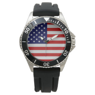Relógio De Pulso American Flag Stainless Steel Bracelet Watch
