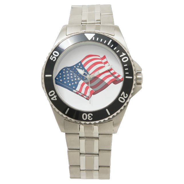Relógio De Pulso American Flag Stainless Watch (Frente)