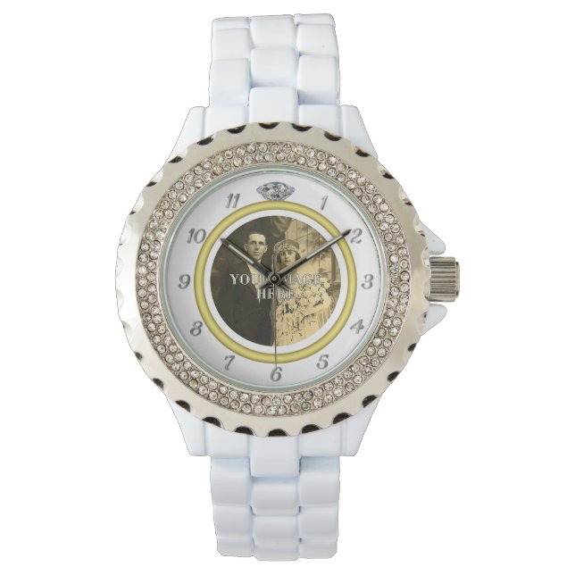 Relógio De Pulso Anel de Casamento com Diamante bonito com Foto em  (Frente)