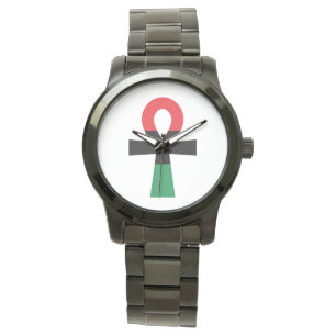 Relógio De Pulso Ankh vermelho, preto & verde